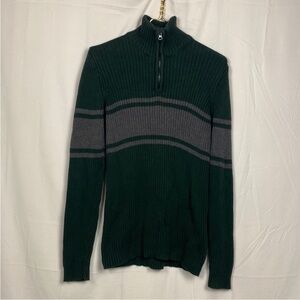Men's Green & Grey American Rag Quarter Zip Sweater Shirt Size Small‎